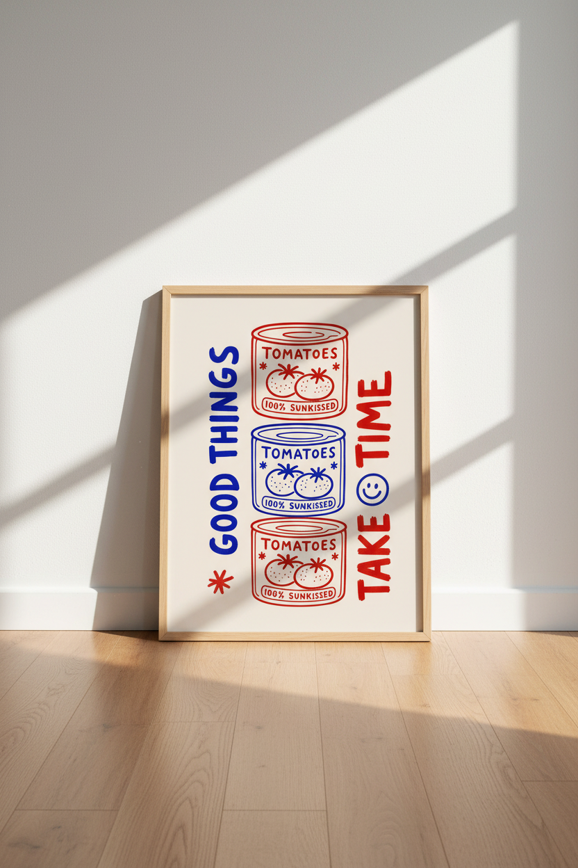 Retro Kitchen Wall Art Print | Vintage Tomato Poster, Mid Century Modern Food Decor