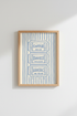 Line art poster | Blue on Beige, Retro Ticket Decor for Living Room