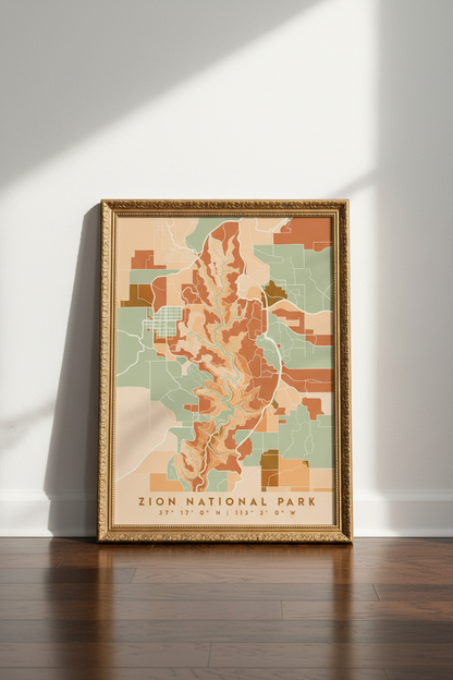 Abstract Zion National Park Wall Art Print | Living Room Decor | Warm Minimal Poster