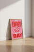 Retro Disco Ball Art | Same Energy Different Day Print, Pink Preppy Dorm Decor