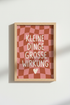 Danish Pastel Art Print | Pink Wavy Checkerboard, German Quote Room Decor