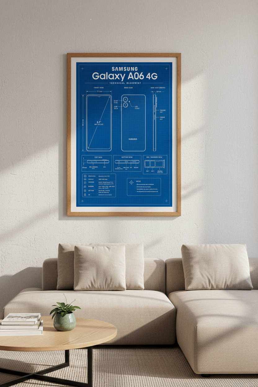 Samsung Galaxy A06 Blueprint Wall Art | Tech Technical Poster, Office Decor