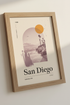 San Diego California Travel Poster | Boho Mid Century Coastal Art | Minimalist Print