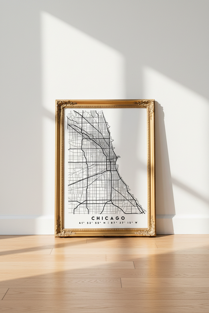 Abstract Chicago Map Wall Art Print | Living Room Decor | Minimal Poster