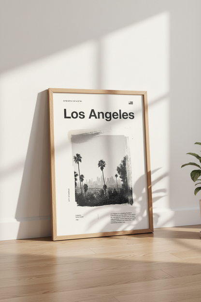 Los Angeles Skyline Wall Art | Minimalist Black &amp; White Poster, City Decor