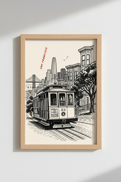 SF wall art | Black &amp; White line drawing, living room decor