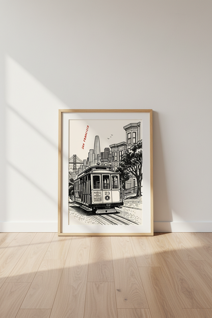 SF wall art | Black &amp; White line drawing, living room decor