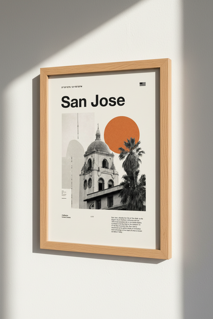 San Jose California Wall Art Print | Silicon Valley Decor | Minimalist City Poster