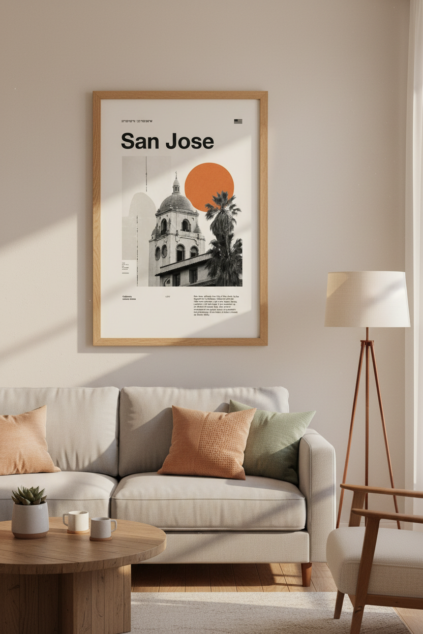 San Jose California Wall Art Print | Silicon Valley Decor | Minimalist City Poster