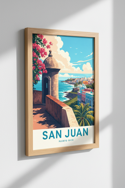 San Juan Puerto Rico Wall Art Print | Coastal Travel Decor | Tropical Poster