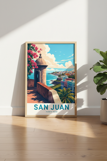 San Juan Puerto Rico Wall Art Print | Coastal Travel Decor | Tropical Poster