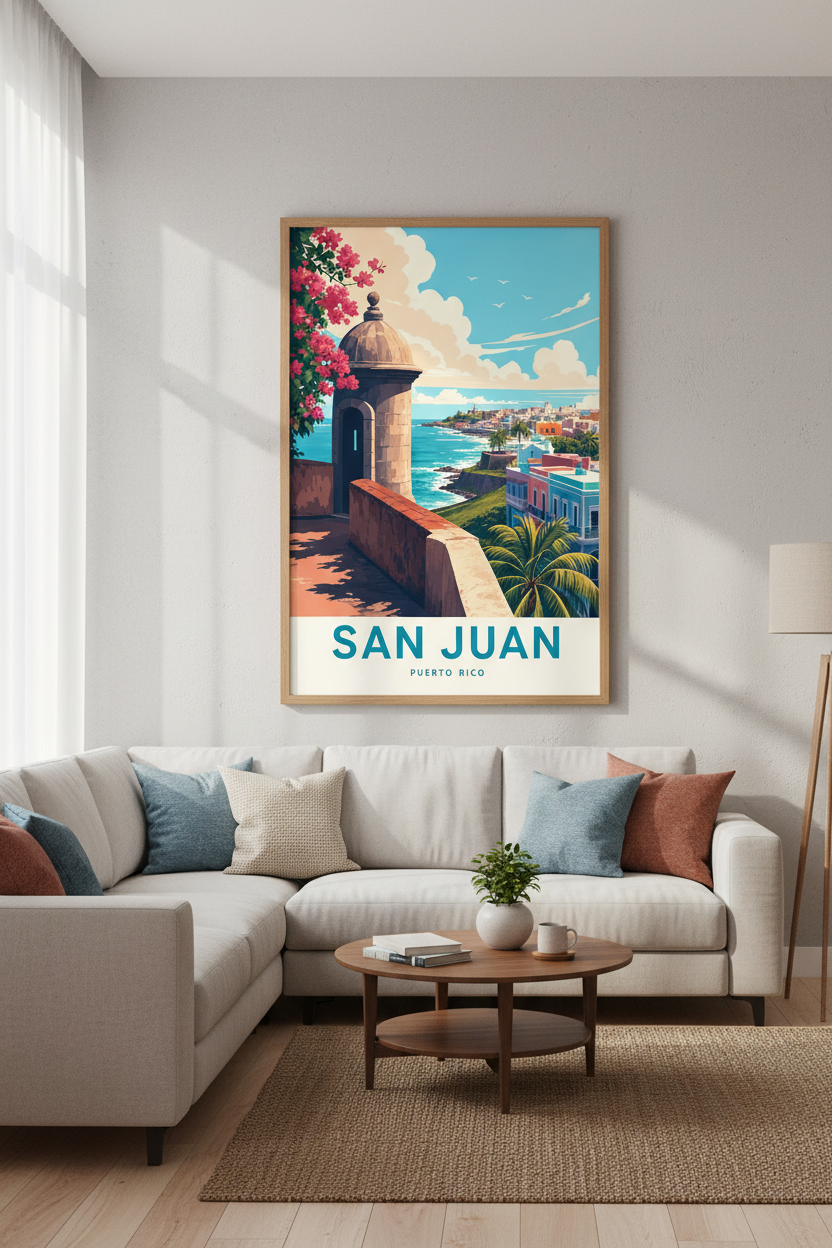 San Juan Puerto Rico Wall Art Print | Coastal Travel Decor | Tropical Poster