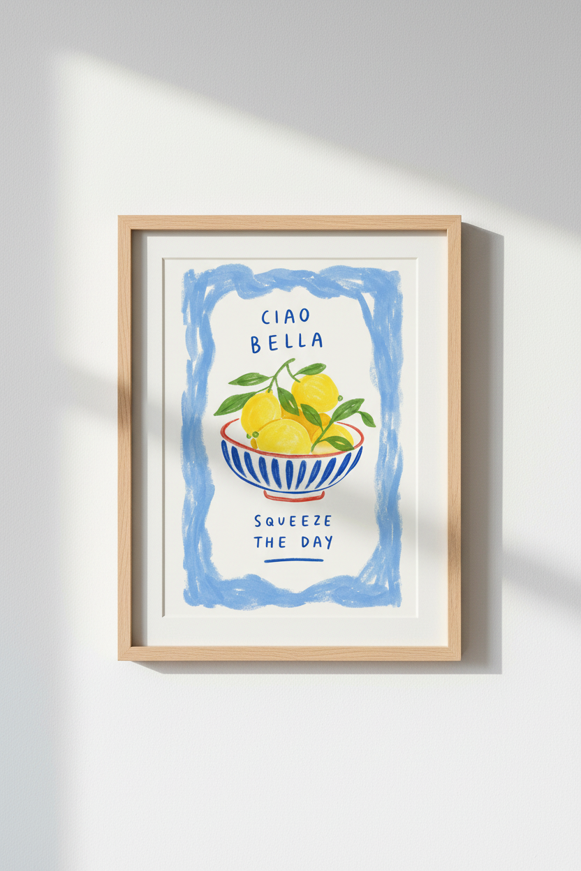 Lemon Kitchen Wall Art Print | Italian Food Decor | Aesthetic Citrus Poster