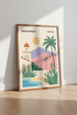 Santa Barbara California Wall Art | Coastal Mission Decor | Pastel Travel Poster