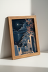 Santorini Night Wall Art | Moonlit Greek Island Poster, Coastal Bedroom Decor