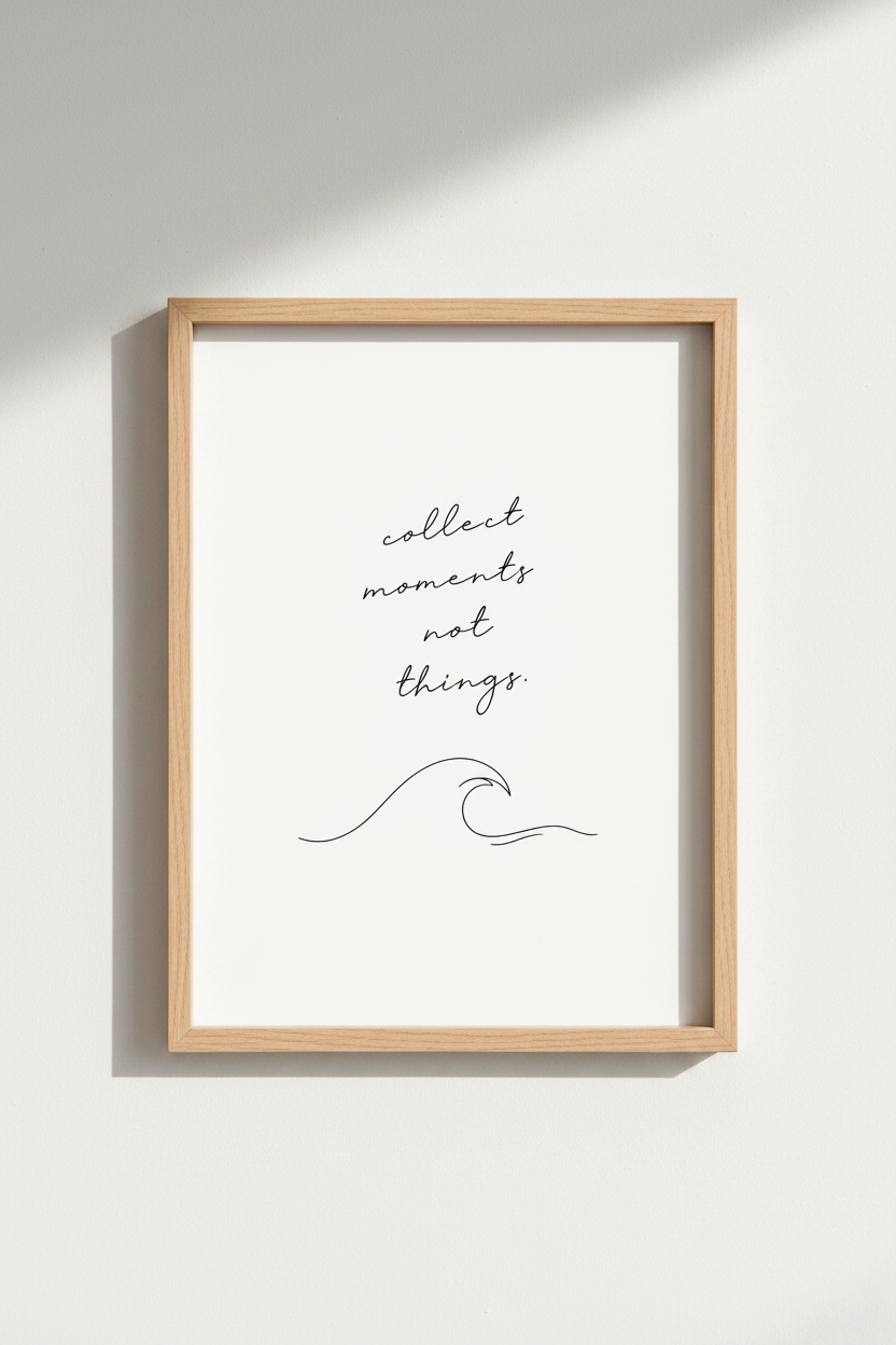 Collect Moments Wall Art Print | Coastal Minimalist Decor | Quote Poster