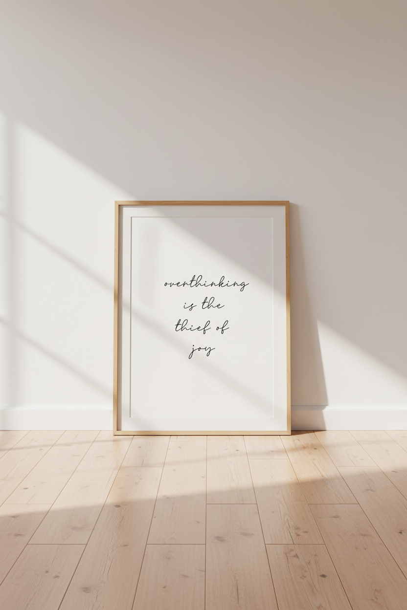 Overthinking Quote Wall Art | Minimalist Script Poster | Office Home Decor