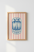 Sardine Tin Wall Art Print | Pink Stripe Kitchen Decor | Retro Mediterranean Fish Poster