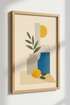 Abstract Lemon Still Life Wall Art | Blue & Yellow Boho Print, Kitchen Decor