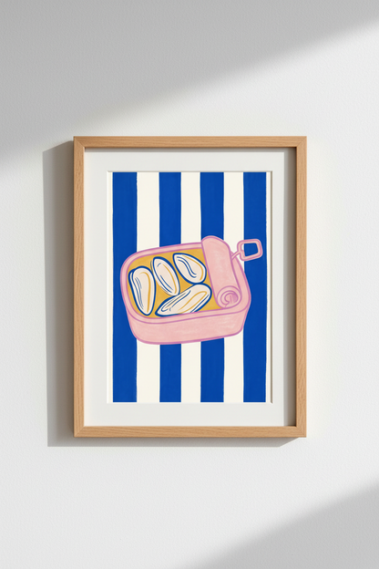 Sardines Tin Art Print | Modern Kitchen Food Poster | Colorful Coastal Decor