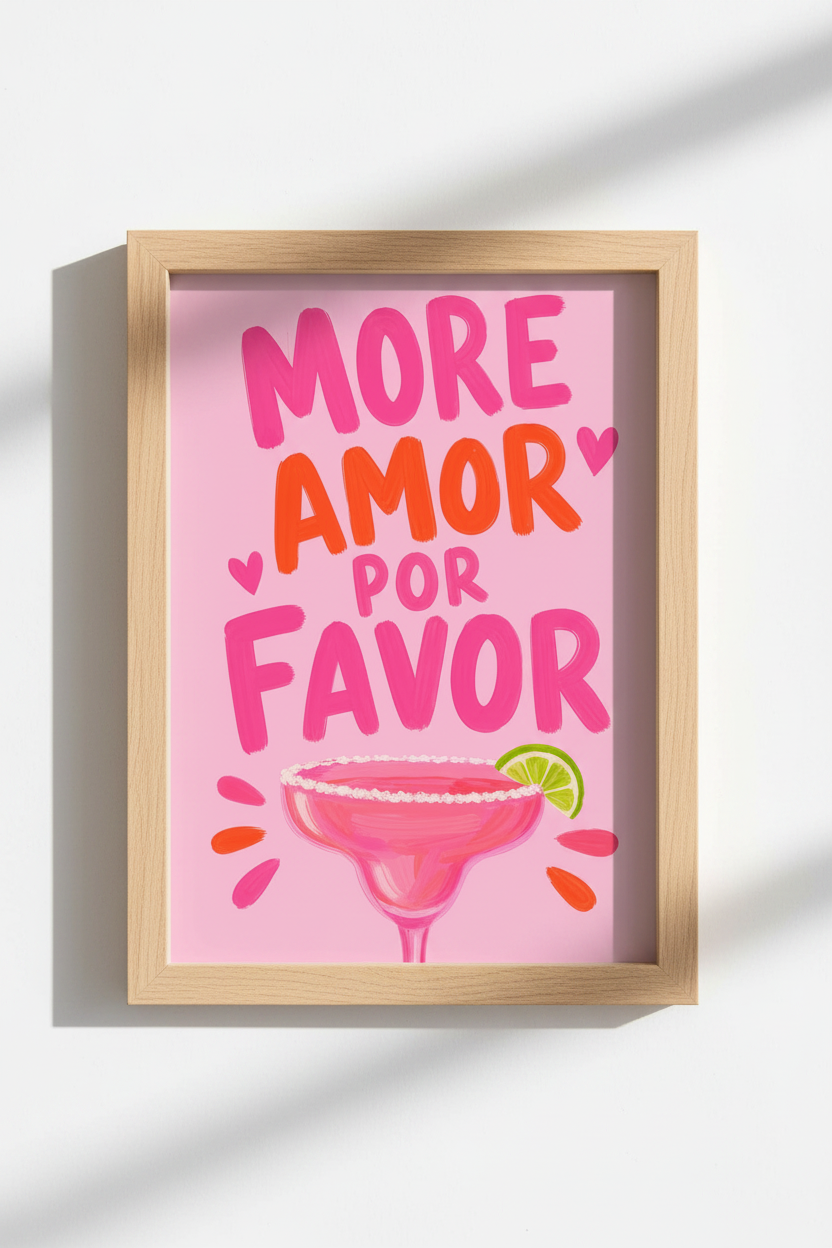 Pink Dopamine Wall Art | Margarita Bar Cart Poster, Colorful Preppy Kitchen Decor