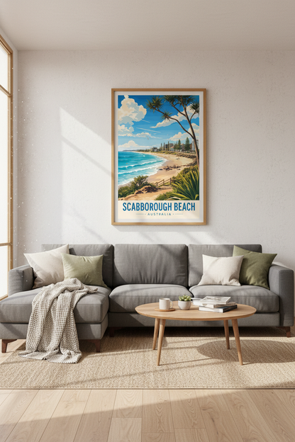 Scarborough Beach Australia Travel Poster | Coastal Wall Art Print | Modern Beach Decor