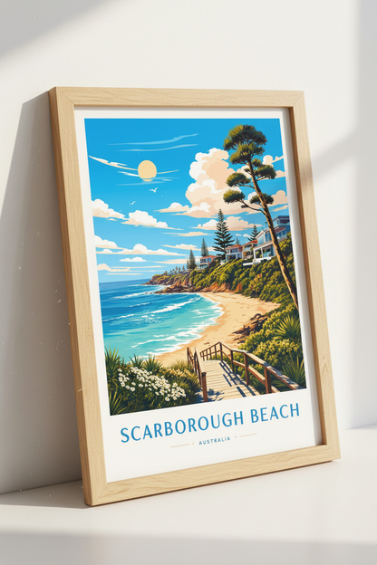 Scarborough Beach Australia Wall Art | Coastal Perth Travel Poster | Beach House Decor