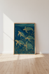 Sea Turtle Wall Art | Japanese Ukiyo-e Indigo Coastal Decor | Bathroom Beach Poster