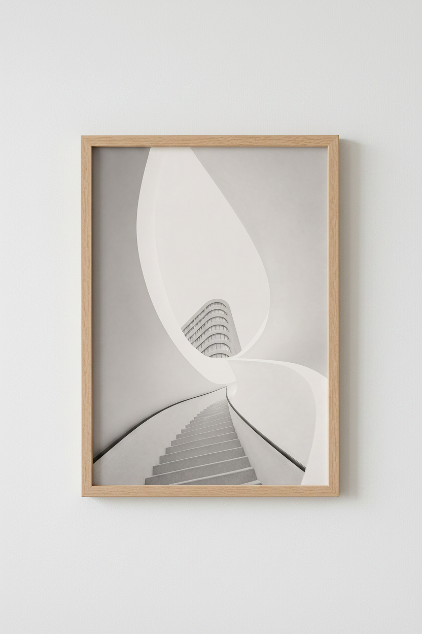 Minimalist Architecture Wall Art | Modern Spiral Staircase Print, Office Decor Poster