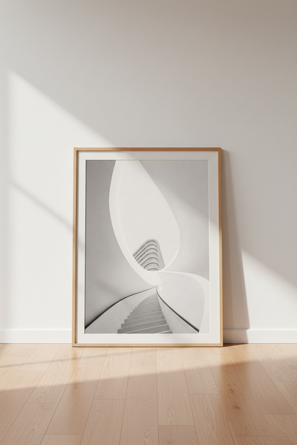 Minimalist Architecture Wall Art | Modern Spiral Staircase Print, Office Decor Poster