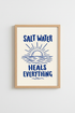 Salt Water Wall Art | Navy Sunrise Coastal Living Room Decor | Beachy Poster