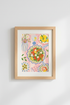 Colorful Kitchen Art Print | Mediterranean Food Poster, Pink Dining Wall Decor