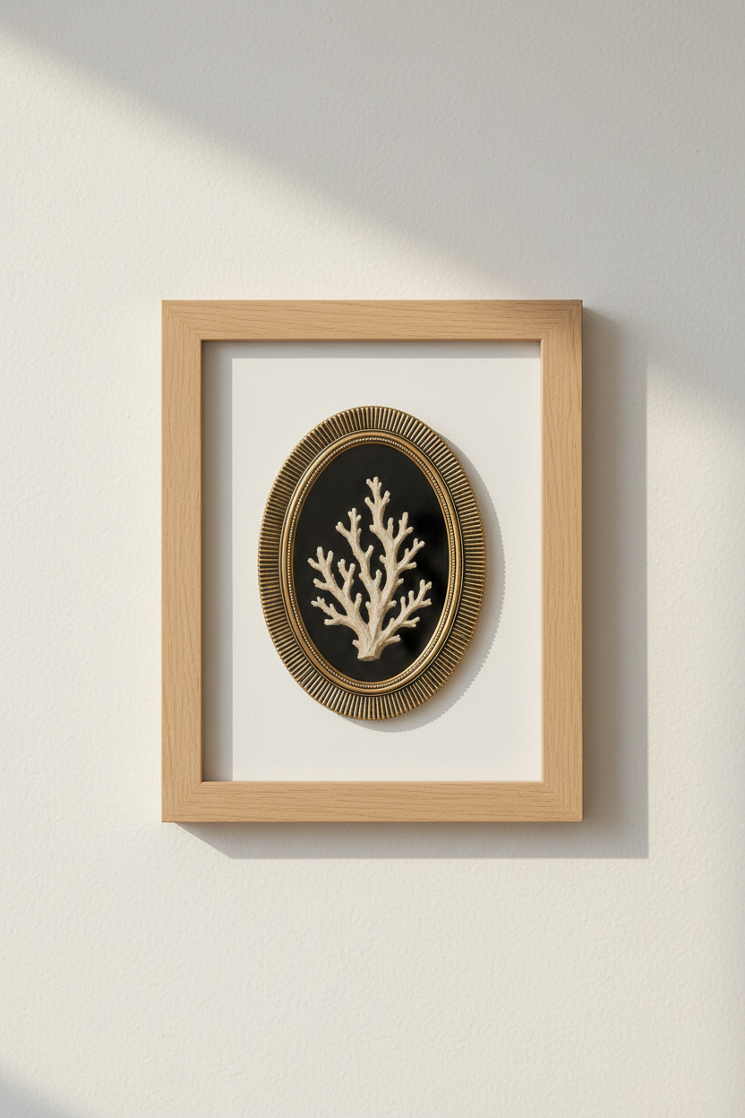 Vintage coastal coral Wall Art Print | Living Room Decor | Seaside Poster