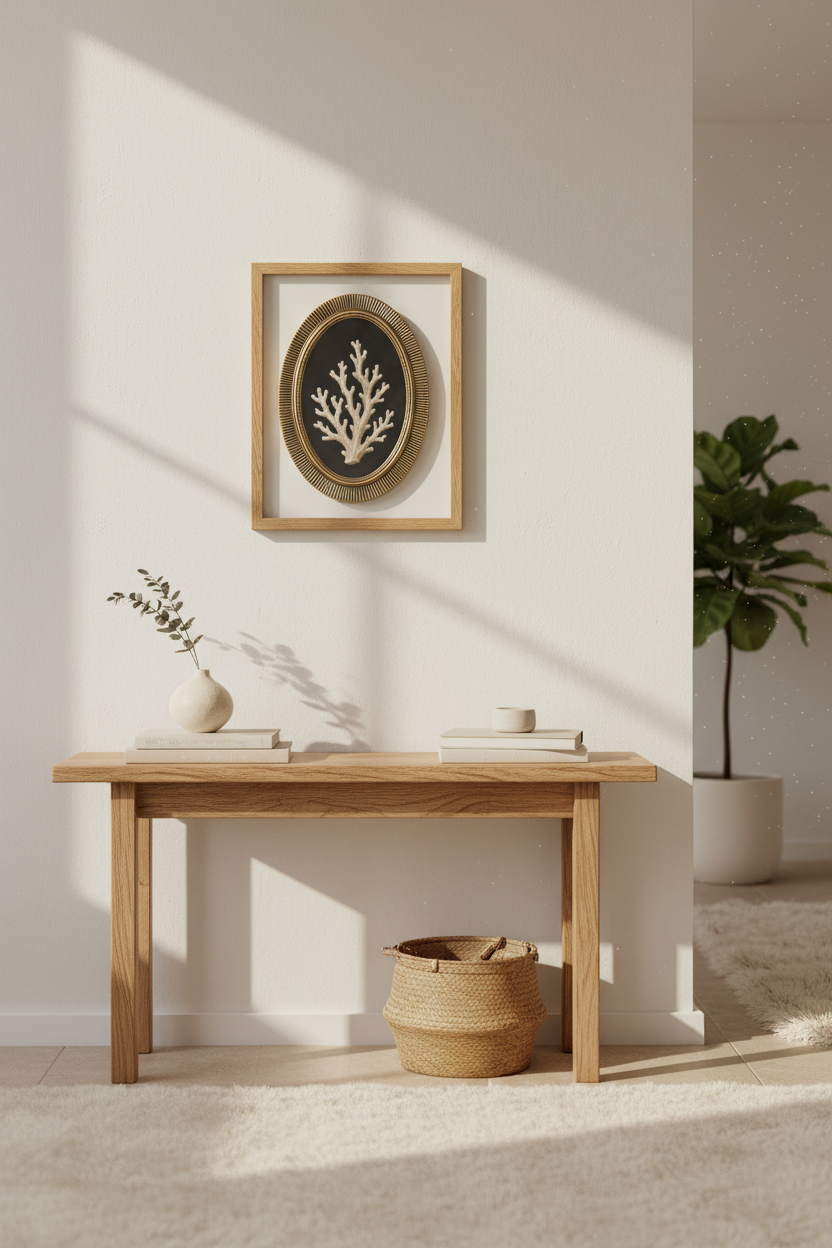 Vintage coastal coral Wall Art Print | Living Room Decor | Seaside Poster