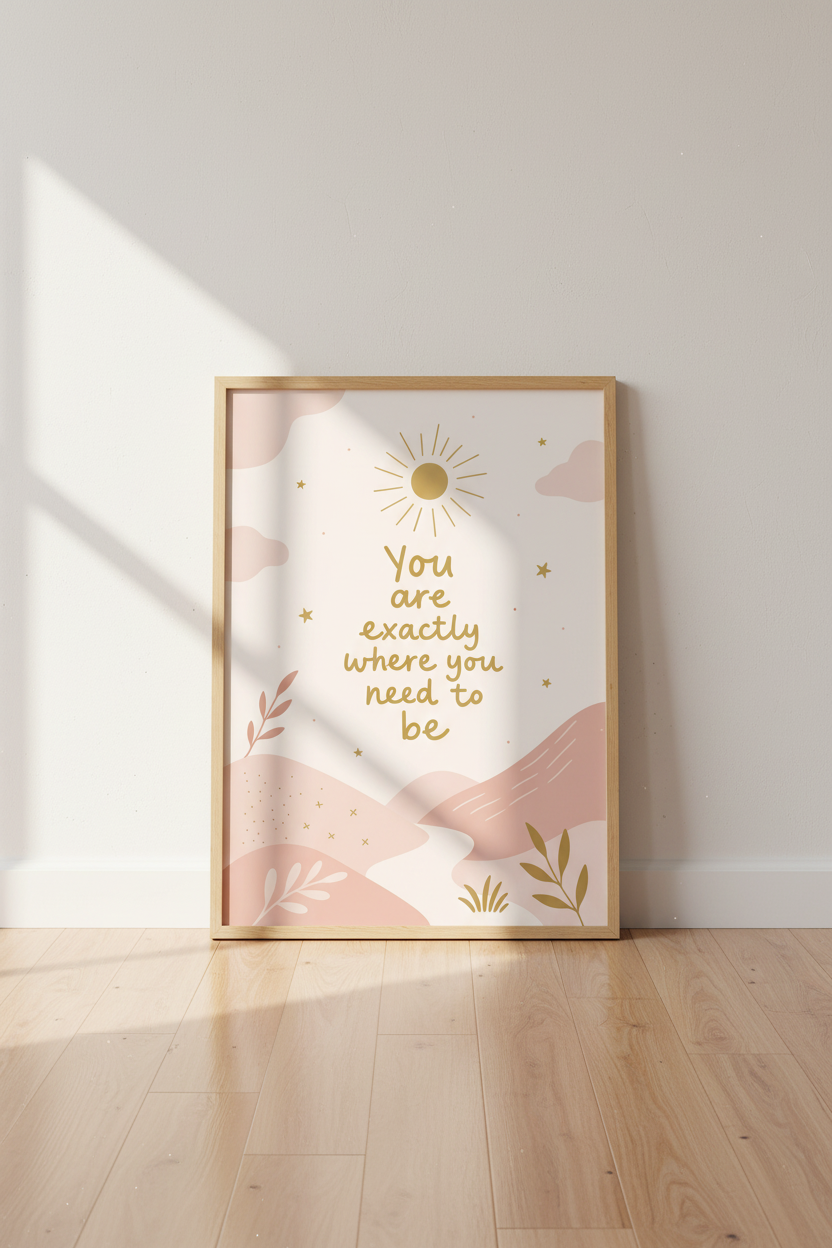 Inspirational Quote Boho Sun Wall Art | Pink Bedroom Decor | Minimalist Poster