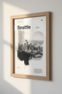 Seattle Skyline Wall Art | Modern Monochrome Poster, Living Room Decor