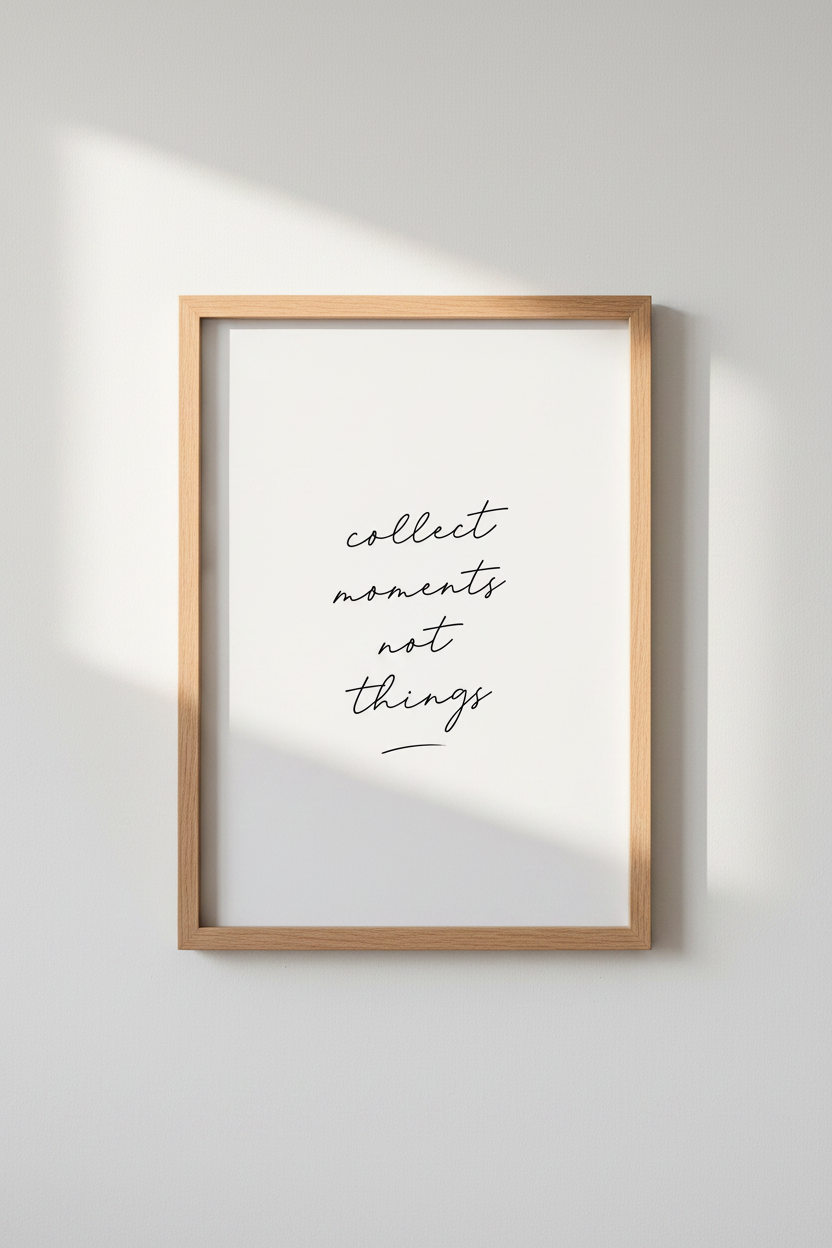 Collect Moments Not Things Wall Art Print | Bedroom Decor | Minimalist Poster