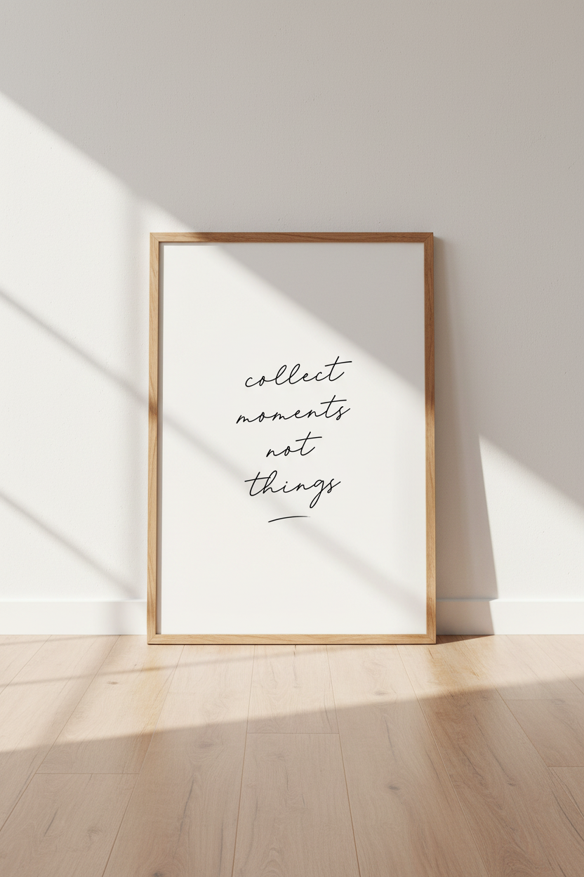 Collect Moments Not Things Wall Art Print | Bedroom Decor | Minimalist Poster
