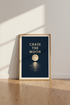 Chase The Moon Wall Art | Navy & Gold Celestial Poster | Minimalist Bedroom Decor