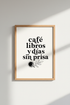 Spanish Coffee & Books Wall Art | Minimalist Quote Print | Slow Living Decor