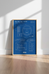 Sega Genesis Blueprint Wall Art | Retro Gaming Decor | Blue Tech Poster