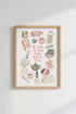 Self Care Illustration Wall Art Print | Pink & Sage Green Decor | Mental Health Poster