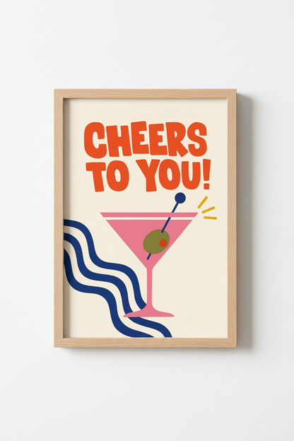 Mid-Century Cocktail Vibe Wall Art Print | Living Room Decor | Retro Poster