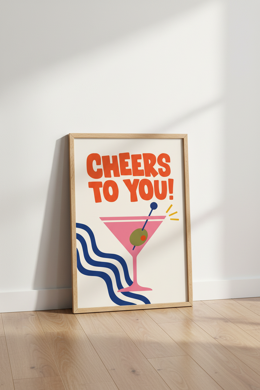 Mid-Century Cocktail Vibe Wall Art Print | Living Room Decor | Retro Poster