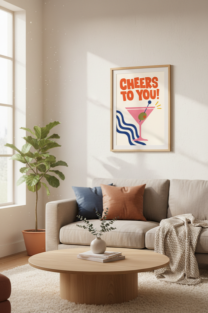 Mid-Century Cocktail Vibe Wall Art Print | Living Room Decor | Retro Poster