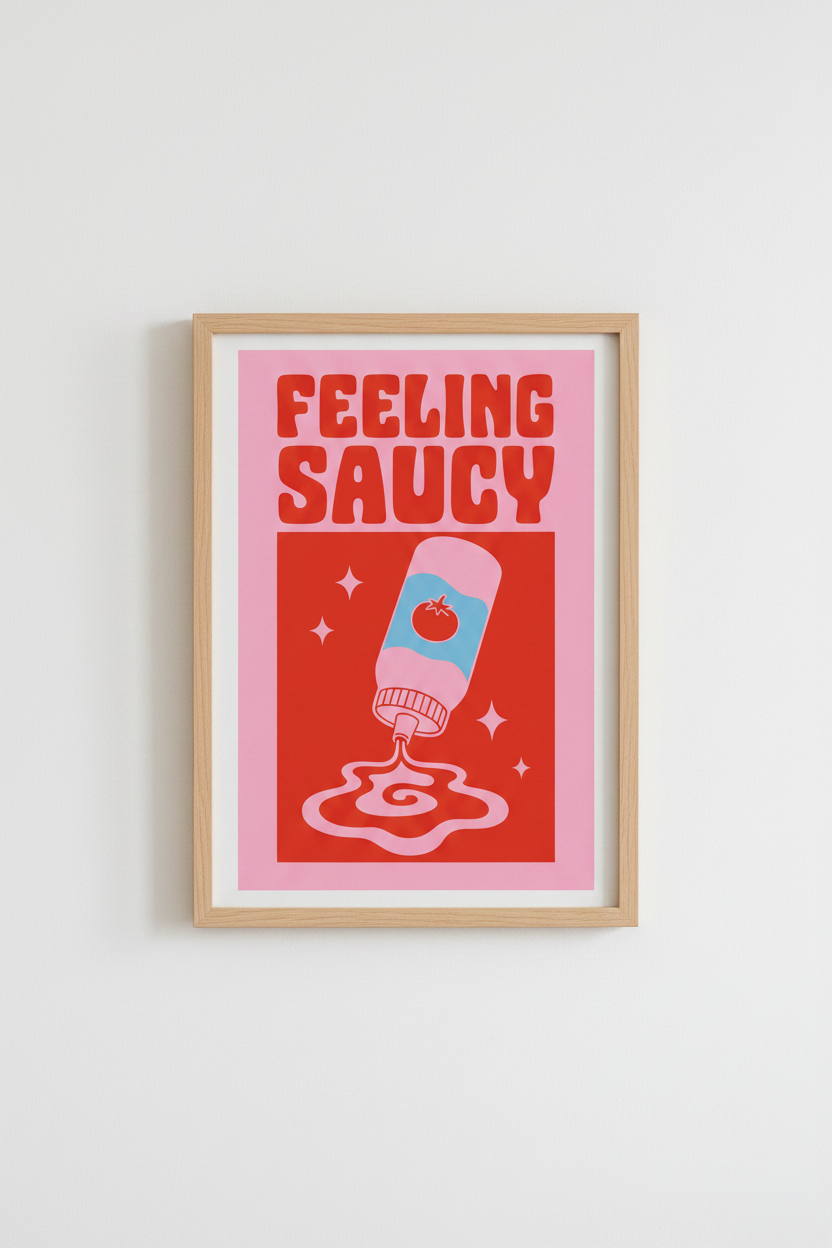 bold graphic poster | Neon pink &amp; red, Living room decor