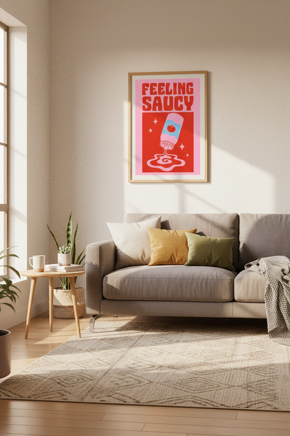 bold graphic poster | Neon pink &amp; red, Living room decor