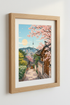 Seoul South Korea Wall Art | Cherry Blossom Anime Style, Bukchon Hanok Poster