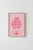 She Chose Herself Wall Art | Red and Pink Typography Poster, Bedroom Decor