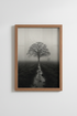 Nature Wall Art Print | Moody Landscape Tree Decor | Foggy Grayscale Poster